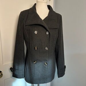Thread & Supply mid weight Women's black Pea Coat | Large | Wool blend